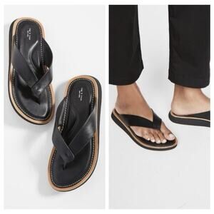 Rag & Bone Parker Thong Black Leather Sandal Flip Flop Comfy